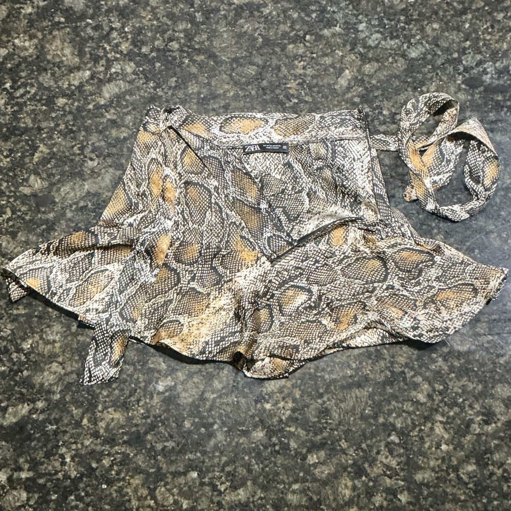 Zara Multicolor Snake Print Skirt with Tie